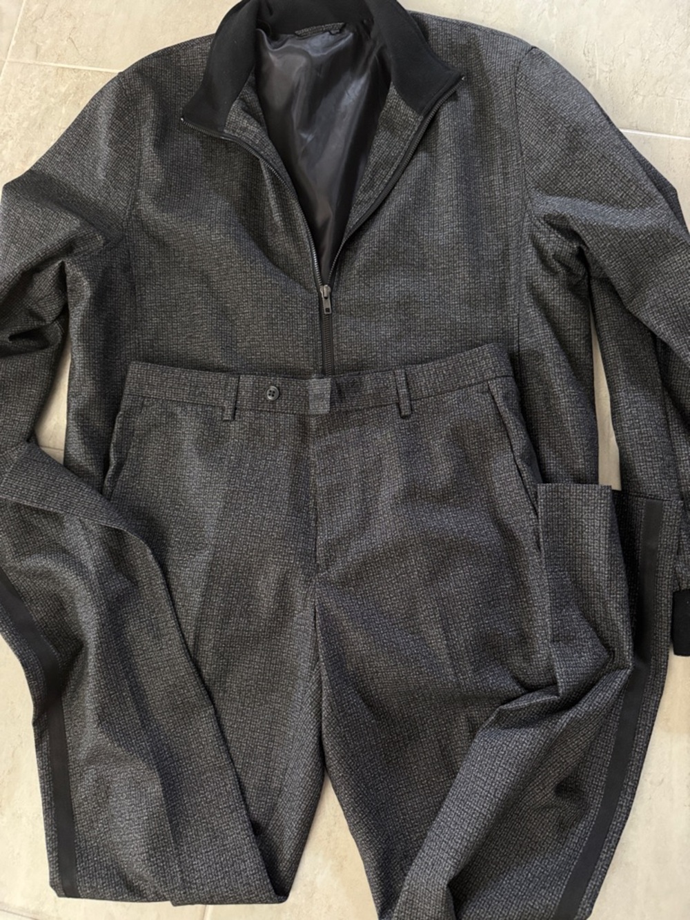 Primark Men's Dark Charcoal Zip Jacket and Trousers Set